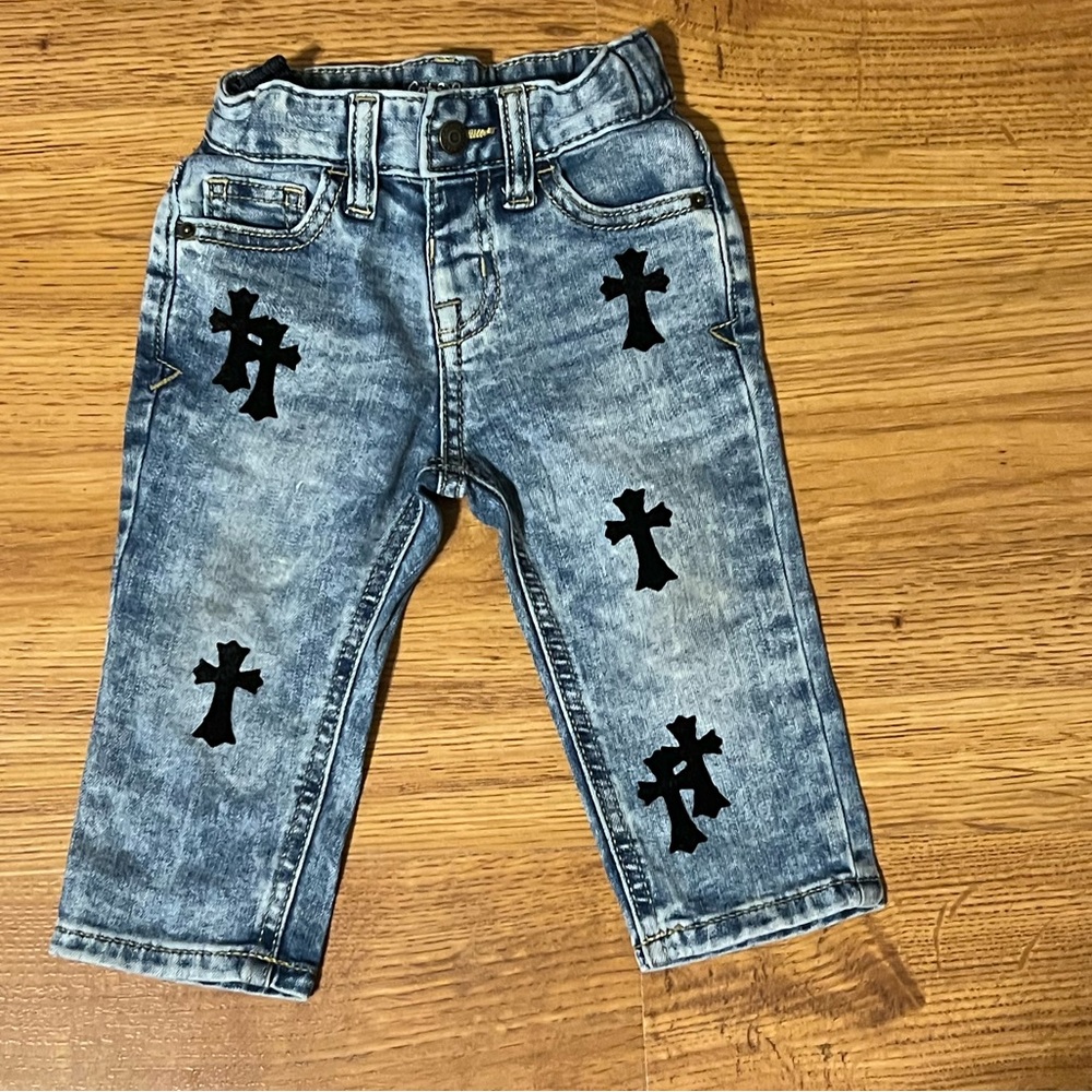 Chrome Hearts inspired infant jeans! (18m)